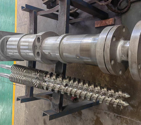 Theysohn CON 63 conical twin screws and cylinder