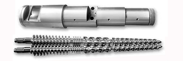 conical twin screws and cylinder