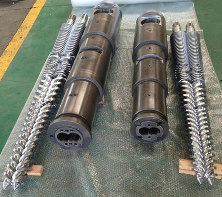 conical twin screws and barrels for PVC extrusion