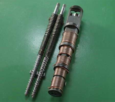 conical twin screws and cylinders