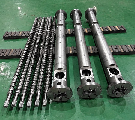 intermeshing parallel twin screws and cylinders