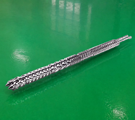 counter-rotating intermeshing twin screws